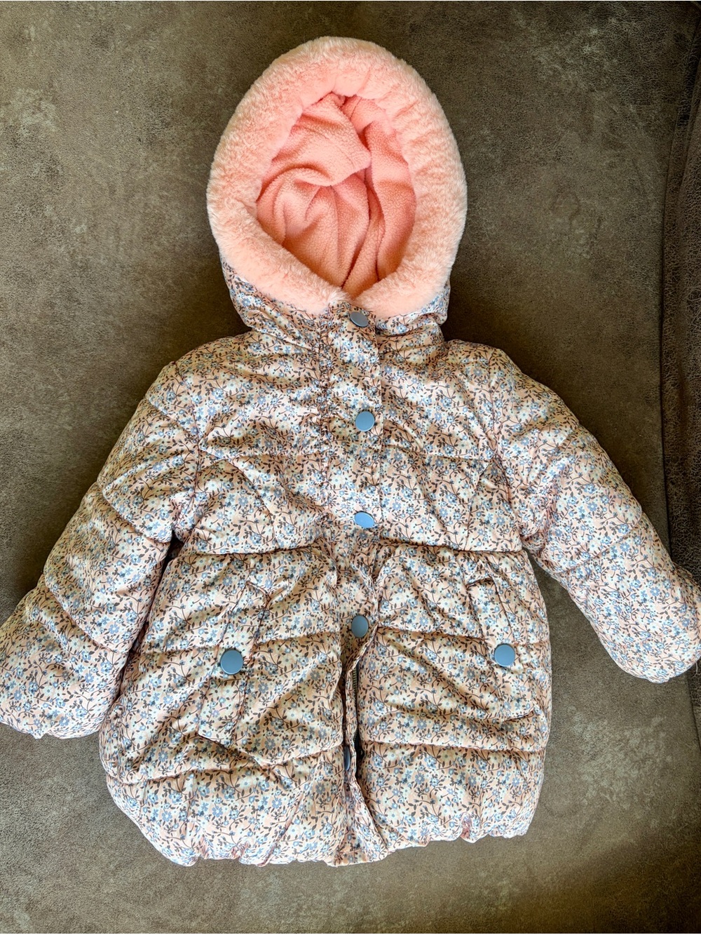 Macy’s Kensie Girl 18 Months Baby Toddler Pink Hooded Fleece Lined Puffer Coat